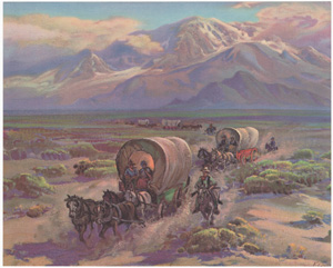 F Grayson Sayre covered wagon train mountains